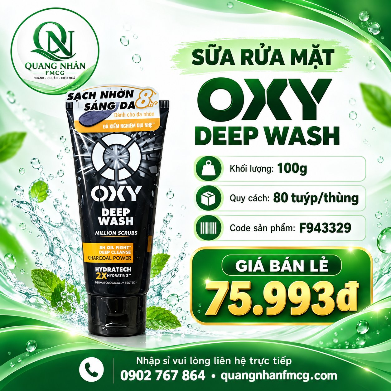 SỮA RỬA MẶT NAM OXY DEEP WASH 100G ( ĐEN )