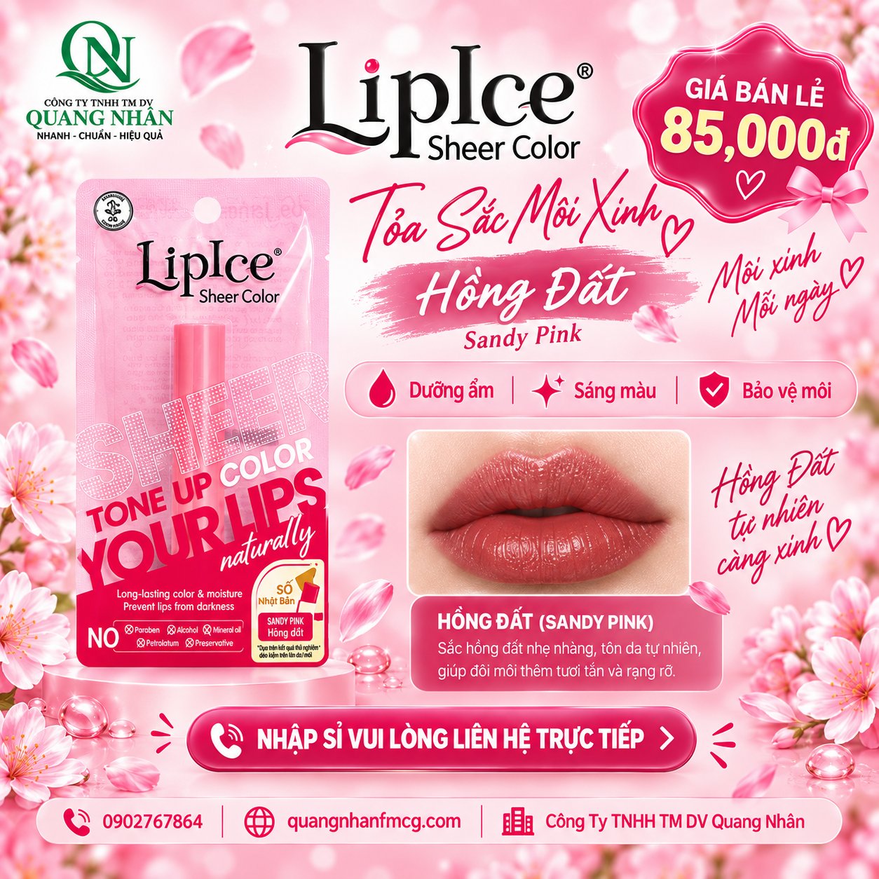Son Dưỡng Môi LIPICE SHEER COLOR Sandy Pink  ( HỒNG ĐẤT ) 2.4 G X 40 CÂY