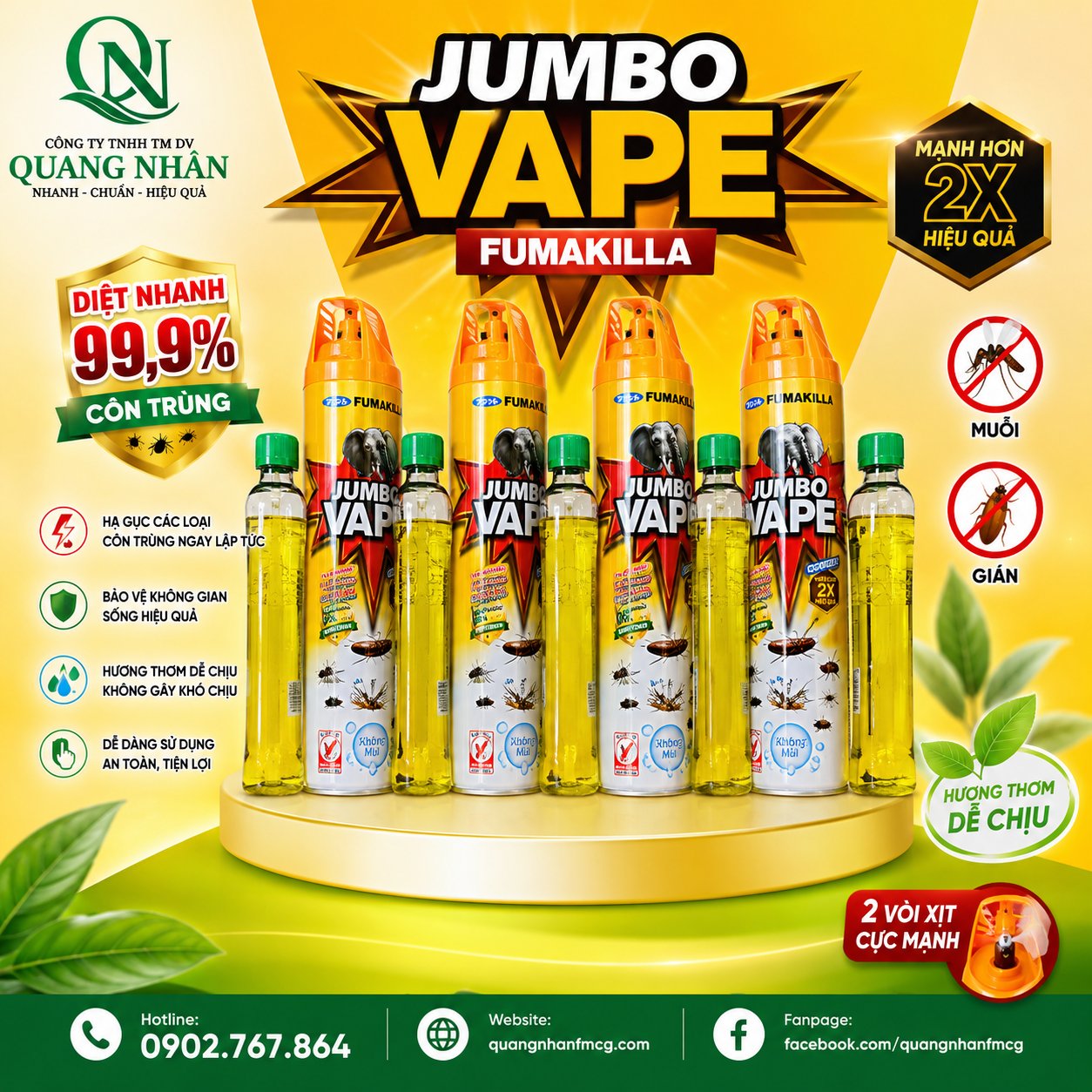 XỊT CÔN TRÙNG JUMBO VAPE G1 KHÔNG MÙI 600ml + NRC SL 400G x 12 BỘ