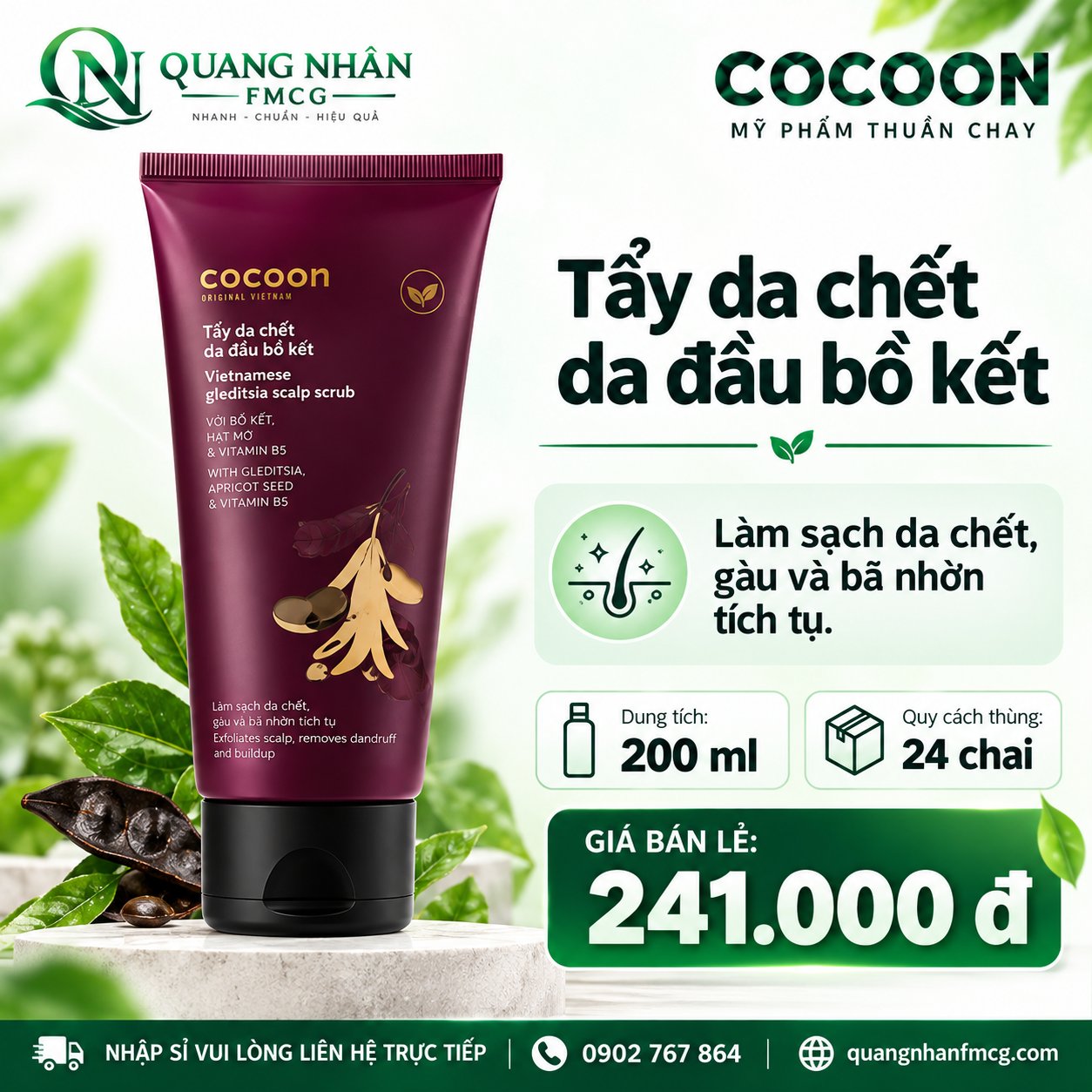 COCOON - Tẩy Da Chết Da Đầu Bồ Kết 200ml