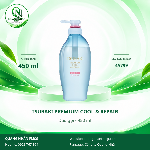 DẦU GỘI TSUBAKI XANH 450ML X 9 CHAI