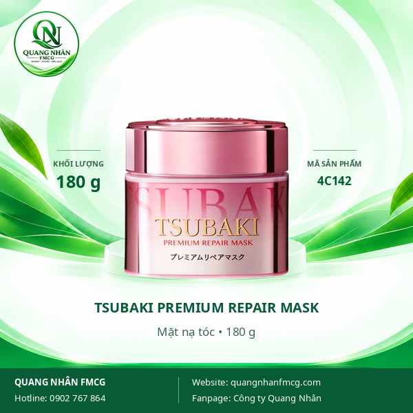 MẶT NẠ DƯỠNG TÓC TSUBAKI màu hồng 180G X 24 HỘP