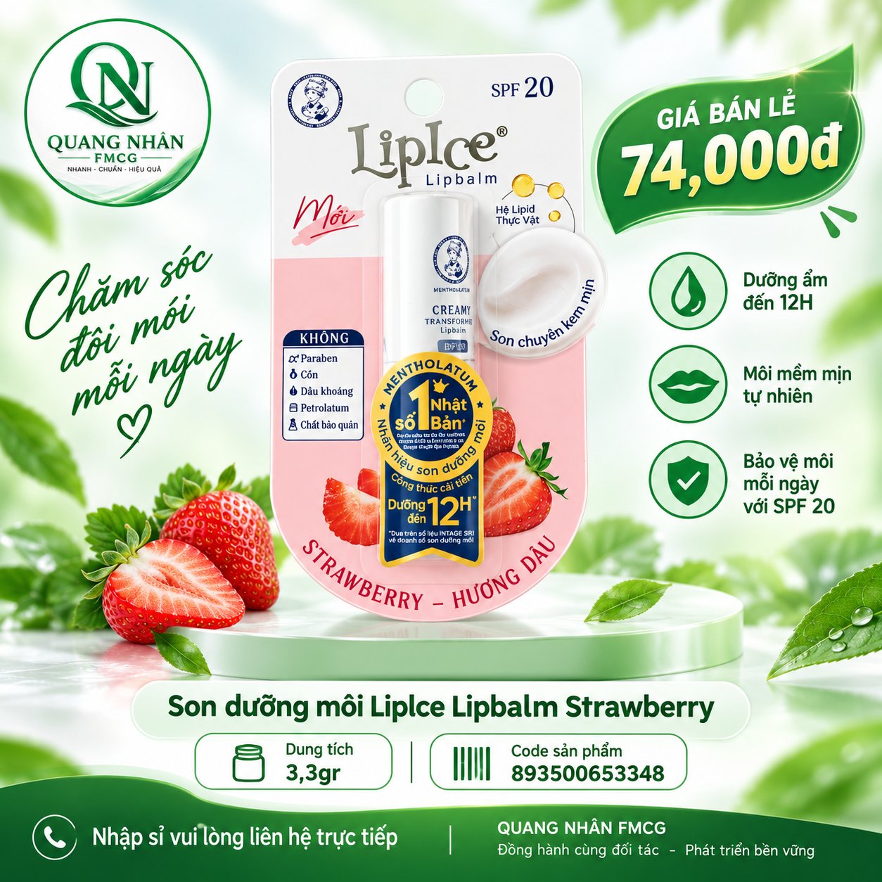 Son dưỡng môi Hương Dâu (LipIce Strawberry) 3,3 g