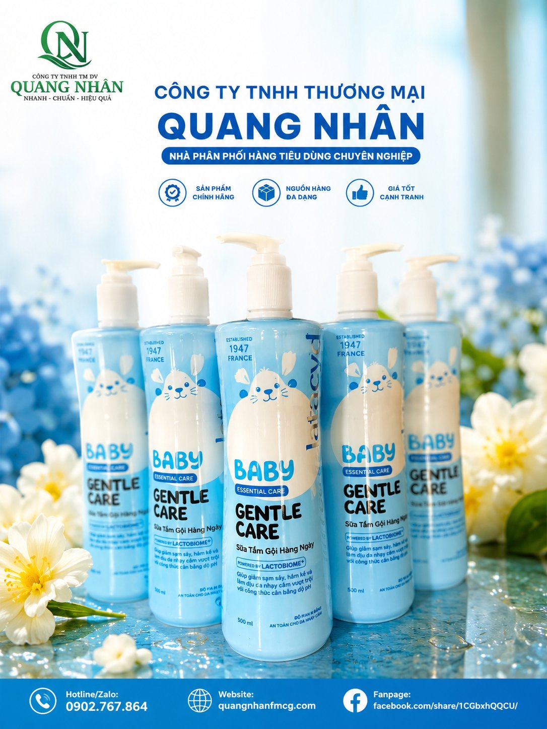 LACTACYD BABY GENTLE CARE 500ML X 12 CHAI