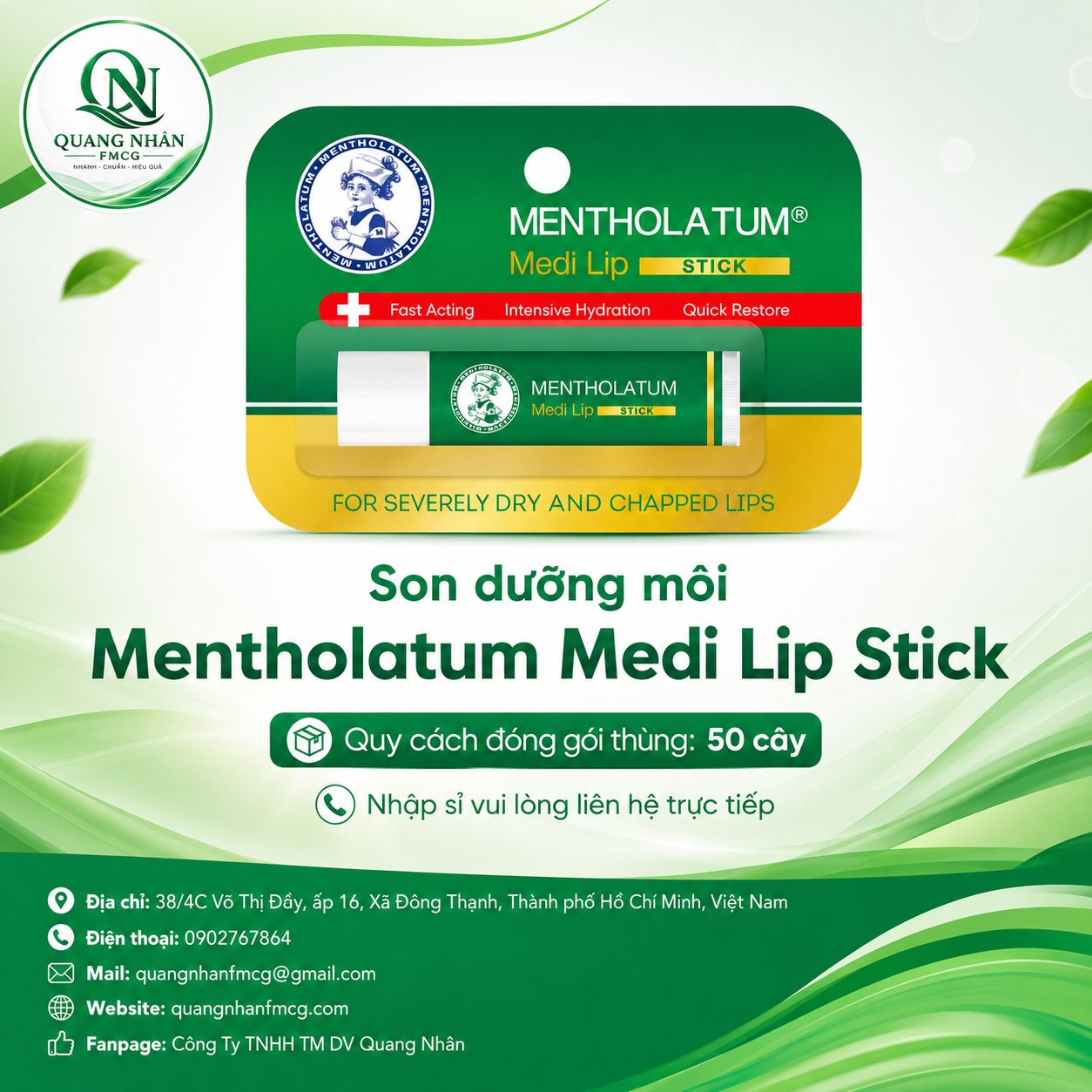 SON MENTHOLATUM MEDI LIP STICK 4.3G X 50 CÂY