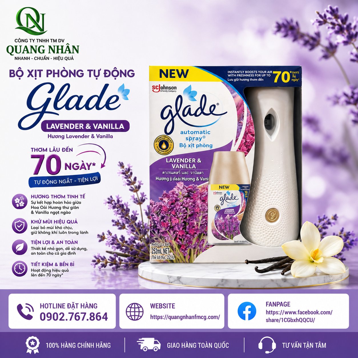 GLADE_BO(R+MAY)XIT TD O.HUONG VANI 175G) x 4 bộ