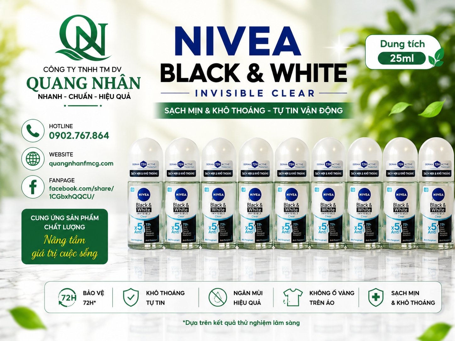 82274 LĂN NGĂN MÙI NỮ NIVEA GIẢM Ố VÀNG NIVEA 25ML  x 48 CHAI