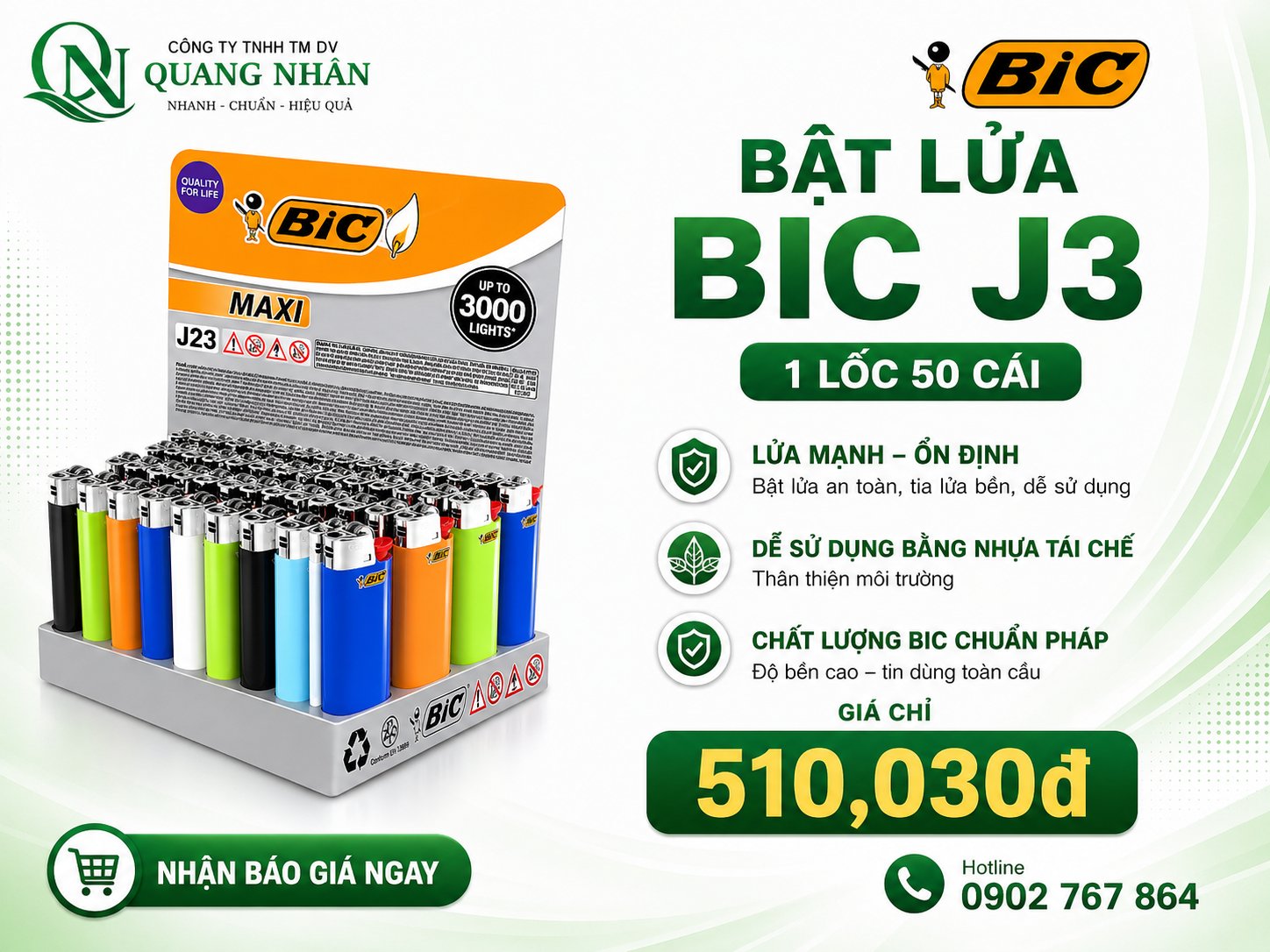 1 lốc 50 cái- Bật lửa BIC J3