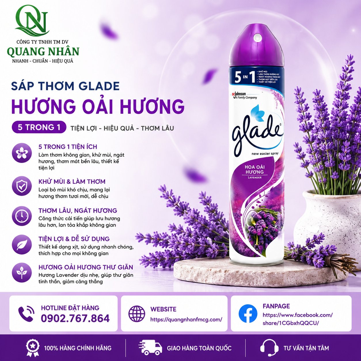 XỊT PHÒNG GLADE - H.LANVENDER 280ML x 12 chai