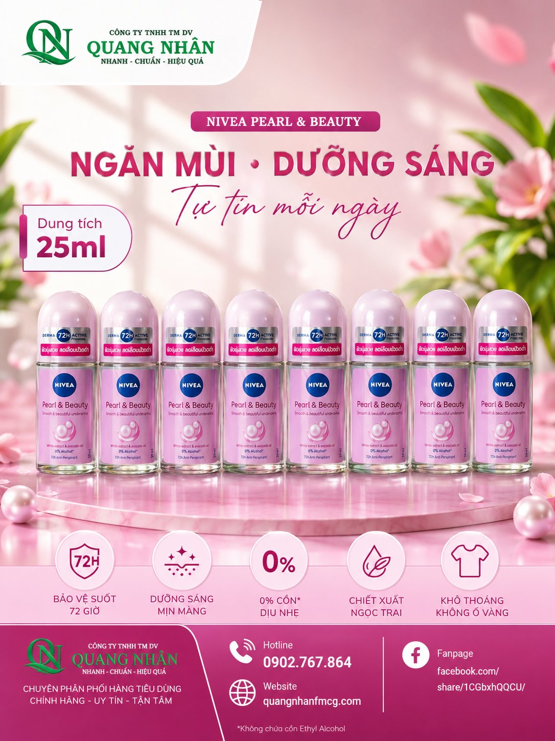 98501 LĂN NGĂN MÙI NỮ NIVEA NGOC TRAI MIN MUOT 25ML  x 48 CHAI