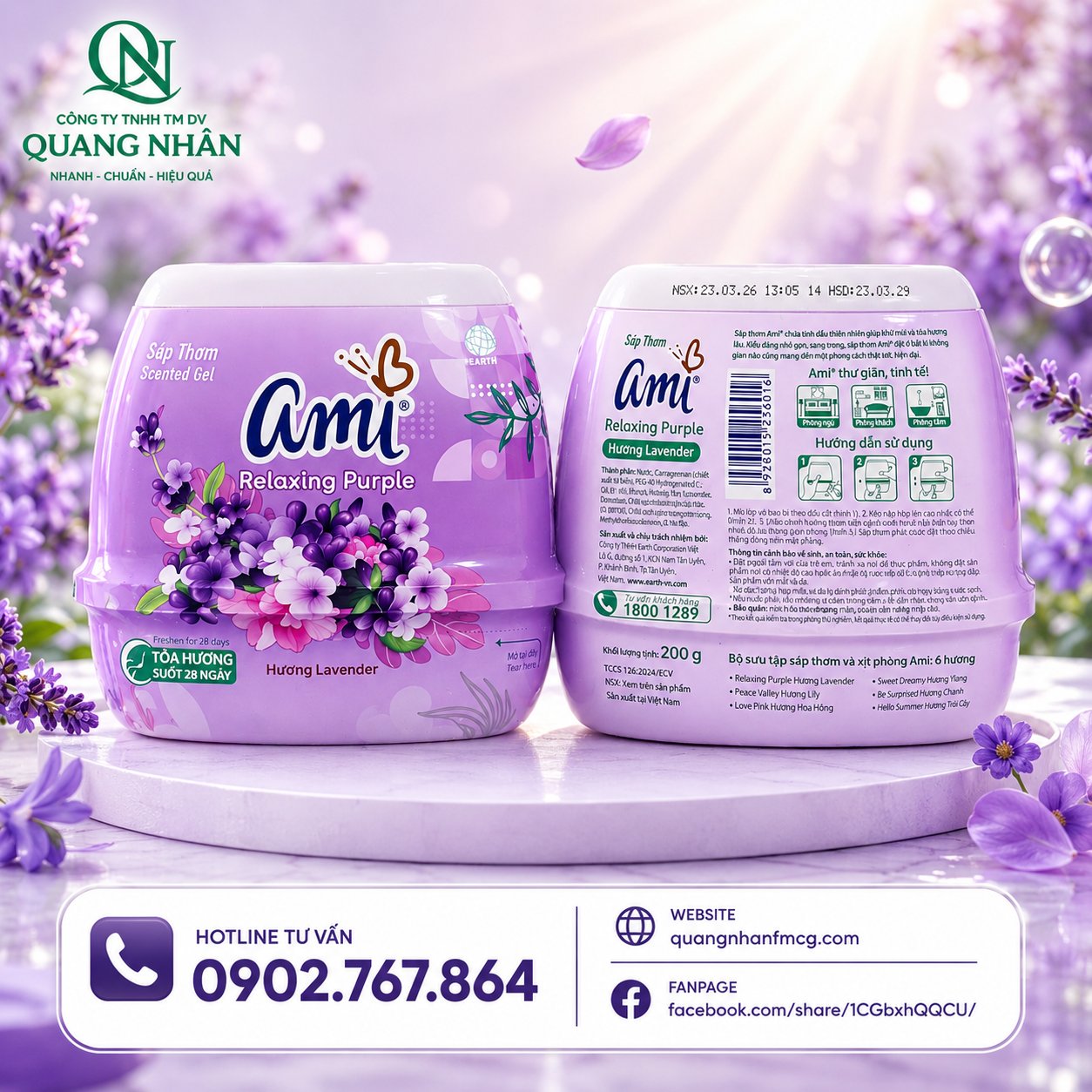 SÁP THƠM AMI LAVENDER-THƯ GIÃN 200G x 24 cục