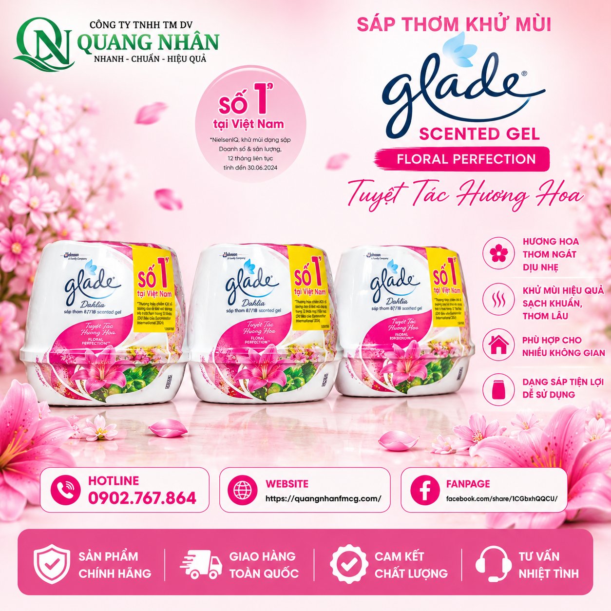 BỘ ĐÔI SÁP THƠM GLADE HƯƠNG CỎ HOA 180gx2/ 6 PACK