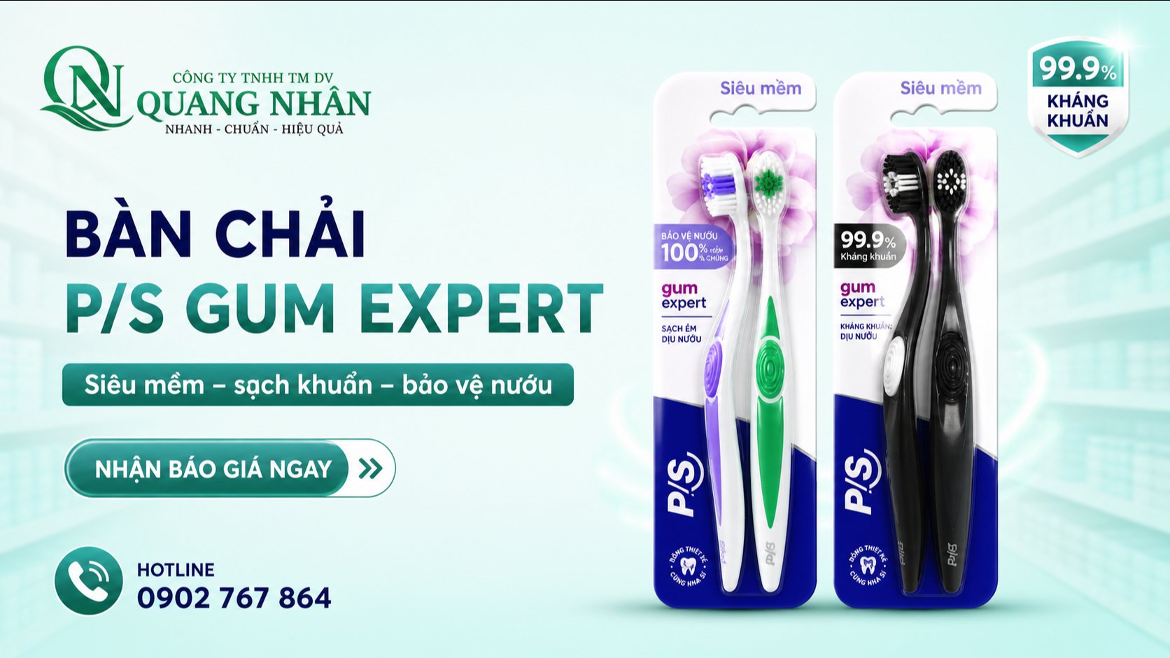 BÀN CHẢI ĐÁNH RĂNG P/S CHUYÊN GIA CHĂM SÓC NƯỚU KHÁNG KHUẨN BỘ 2 x 24 CÂY