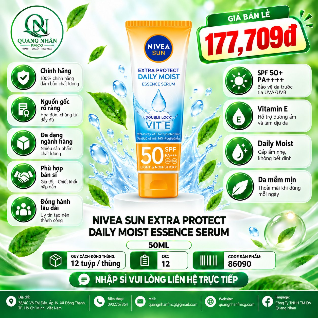 86090 NIVEA SUN BODY PROTECT DAILY MOIST 180ML X 12 TUÝP