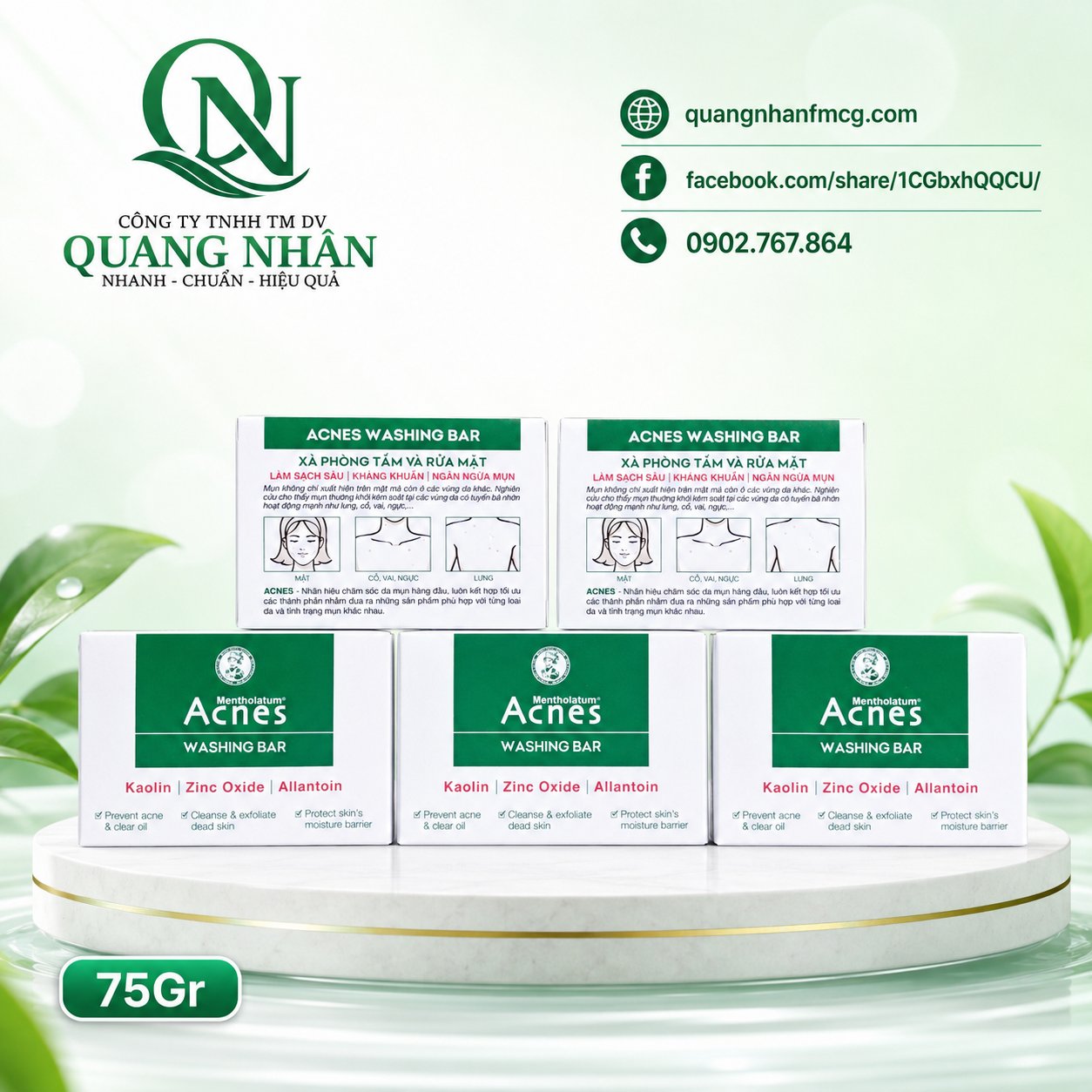 Xà phòng tắm và rửa mặt acnes Washing Bar 75g