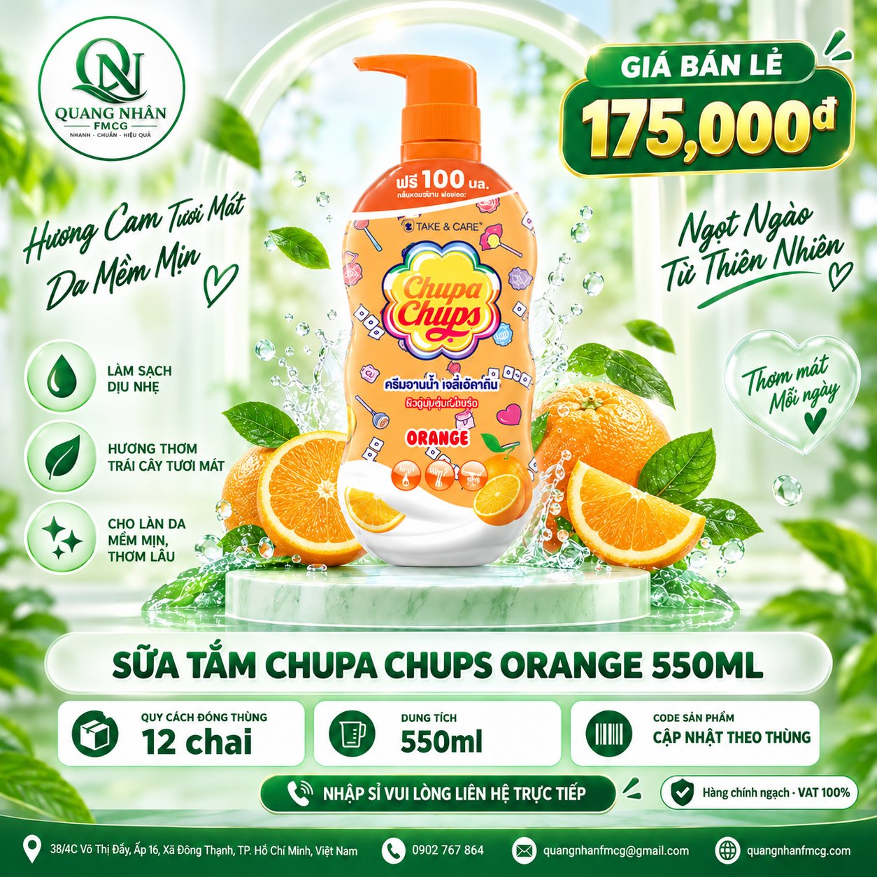Sữa tắm hương cam 550ml hiệu TAKE & CARE X 12 CHAI