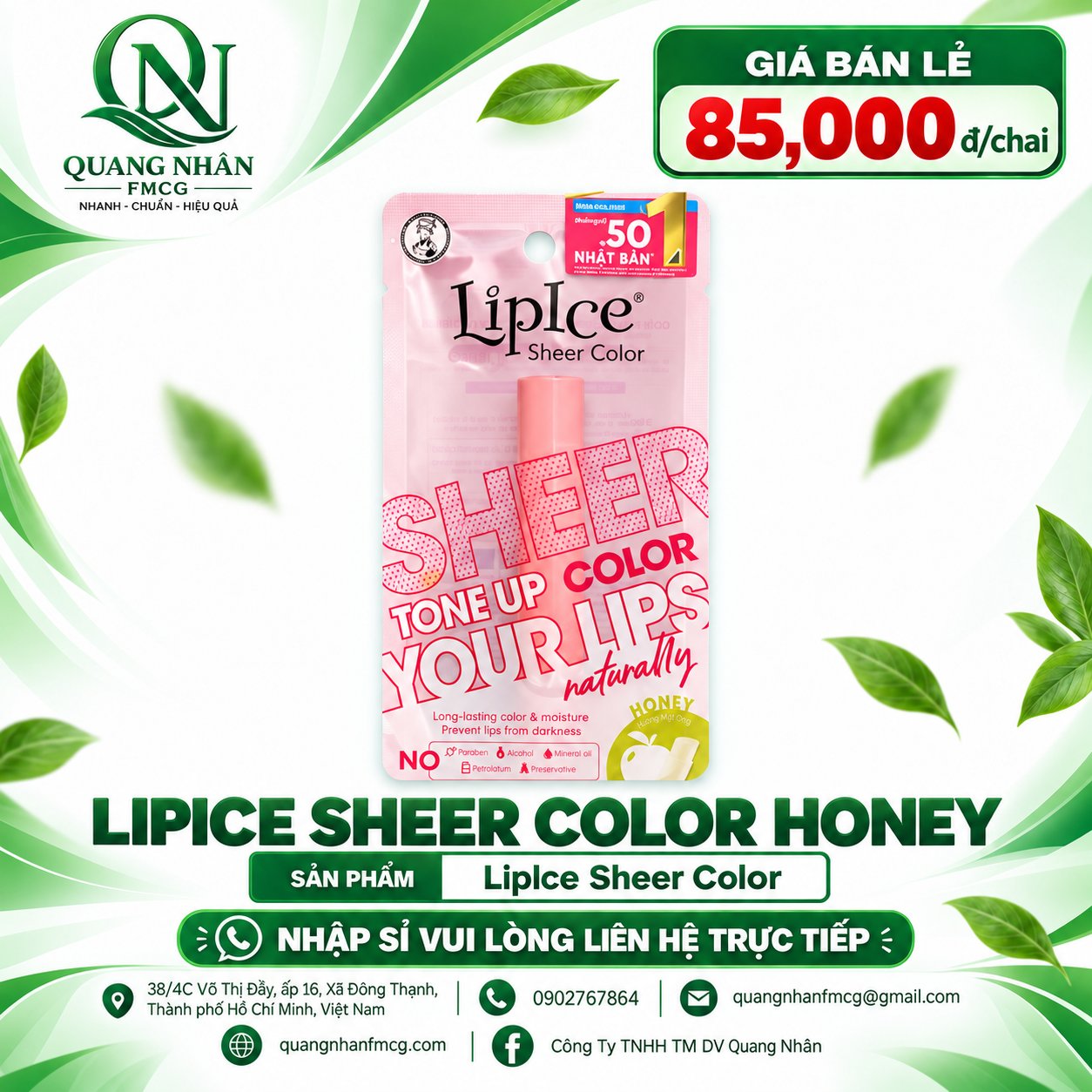 Son Dưỡng Môi LIPICE SHEER COLOR hương táo 2.4 G X 40 CÂY