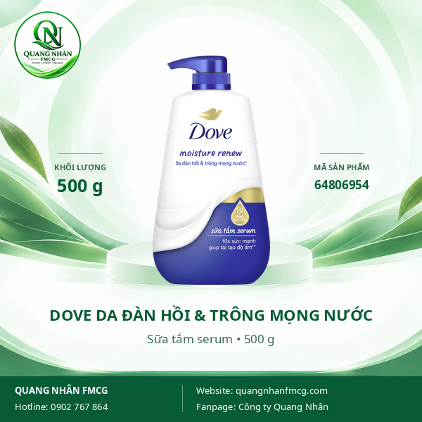 SỮA TẮM DOVE DA ĐÀN HỒI & TRÔNG MỌNG NƯỚC 500G X 12 CHAI
