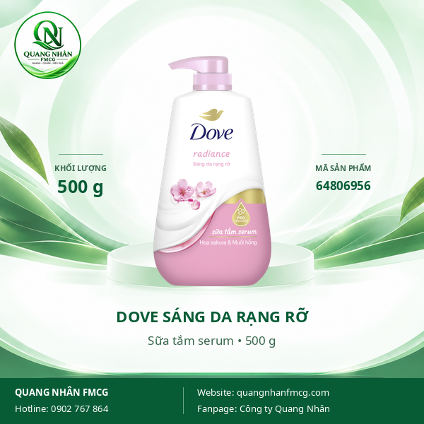 SỮA TẮM DOVE Sáng Da Rạng Rỡ (Hồng) 500G x 12 chai
