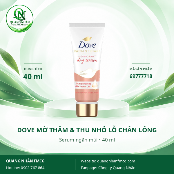 SERUM NGĂN MÙI DOVE Vitamin Giúp Mờ Thâm Thu Nhỏ Lỗ Chân Lông (CAM) 40ml x 24 tuýp