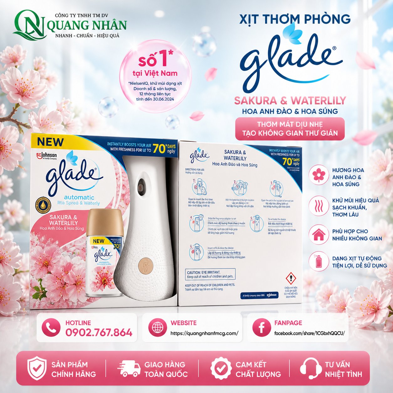 BO XIT TU ĐỘNG GLADE HƯƠNG LY LY 175G x 4 PACK