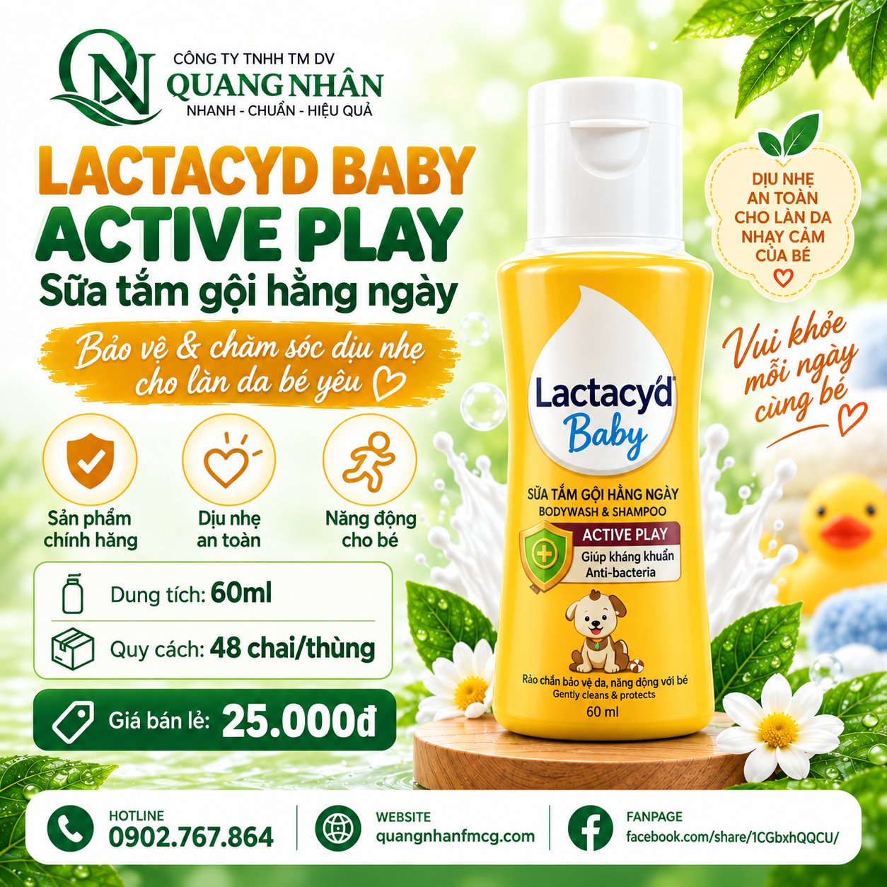LACTACYD ACTIVE PLAY 60ML X 48 CHAI