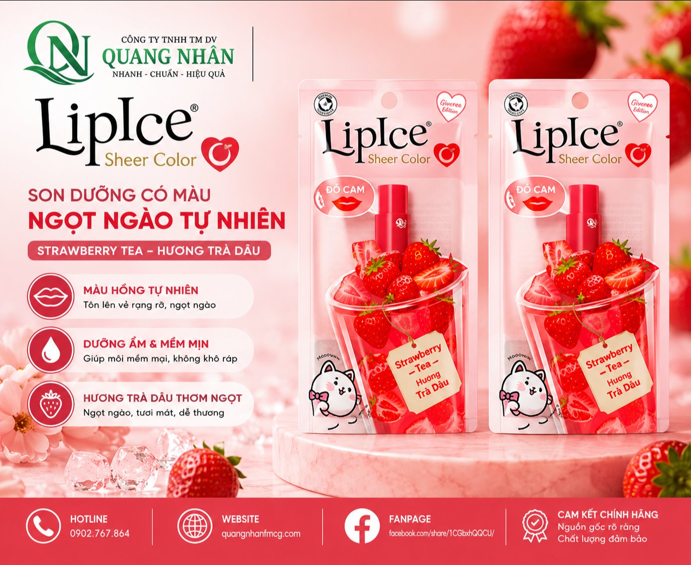 Son Dưỡng Môi LIPICE SHEER COLOR Q Hương Trà Dâu 2.4 G X 40 CÂY