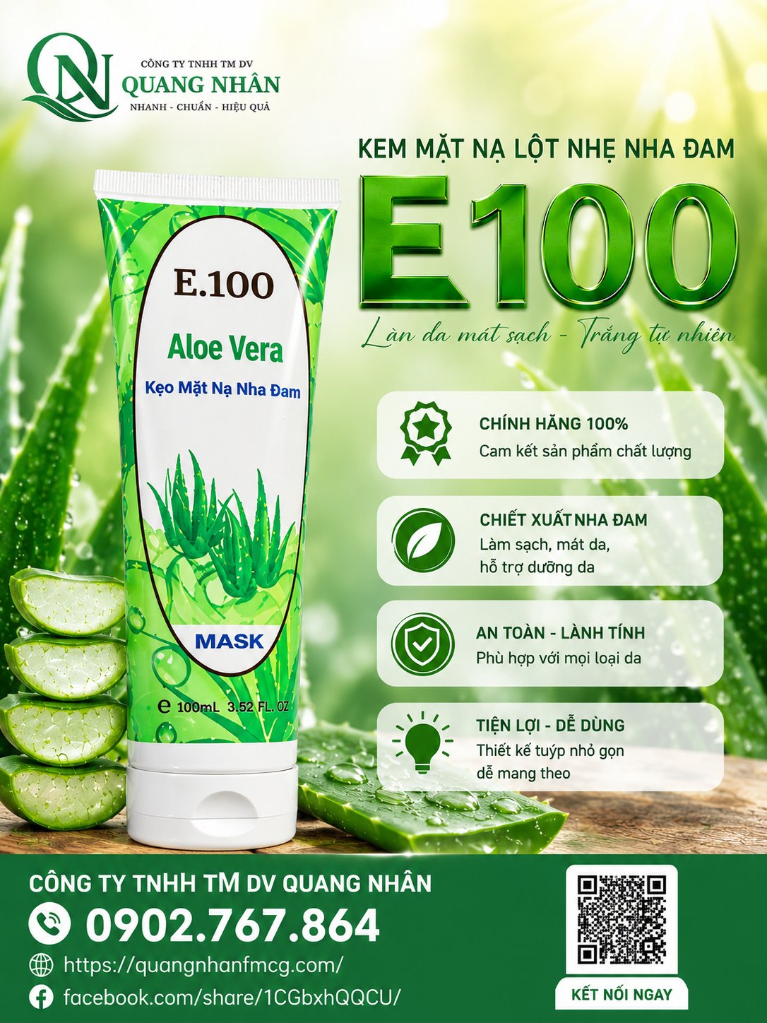 KEO LỘT E100 NHA ĐAM LỚN 100G x 60 tuýp