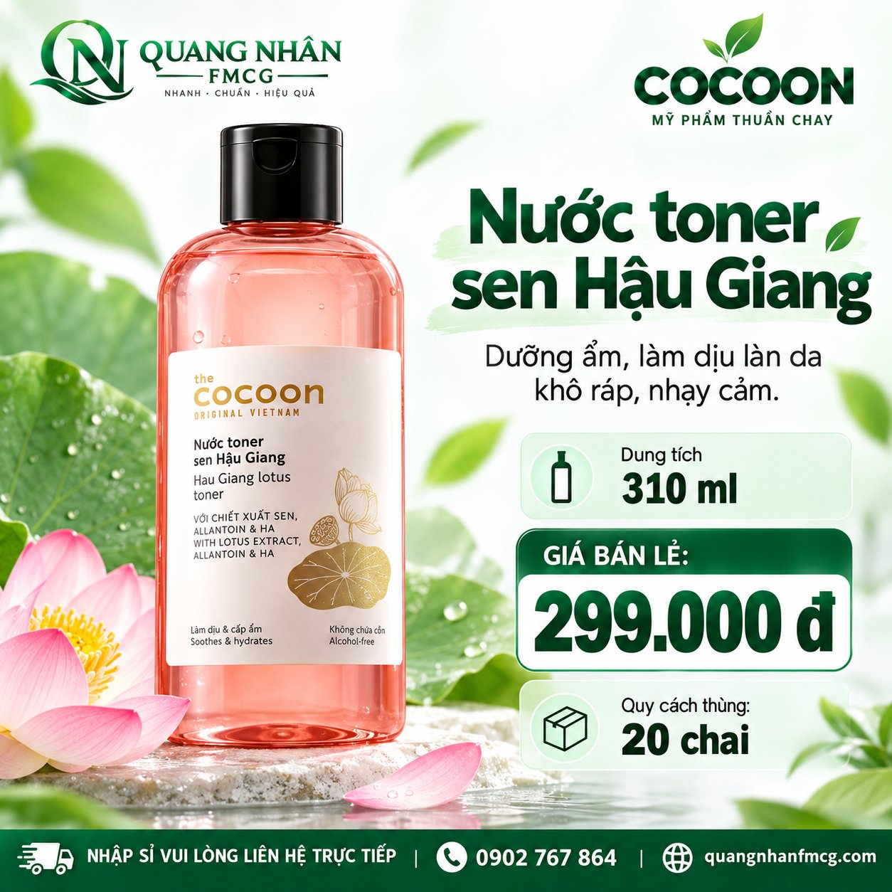 Nước TONER sen Hậu Giang 310ml