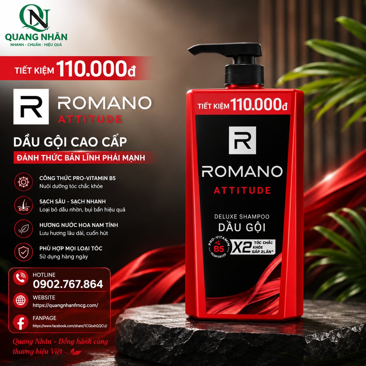 DẦU GỘI ROMANO ATITUTE ( MÀU ĐỎ ) + 25% 650ML X 12 CHAI