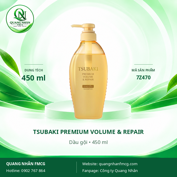 DẦU GỘI TSUBAKI VÀNG 450ML X 9 CHAI