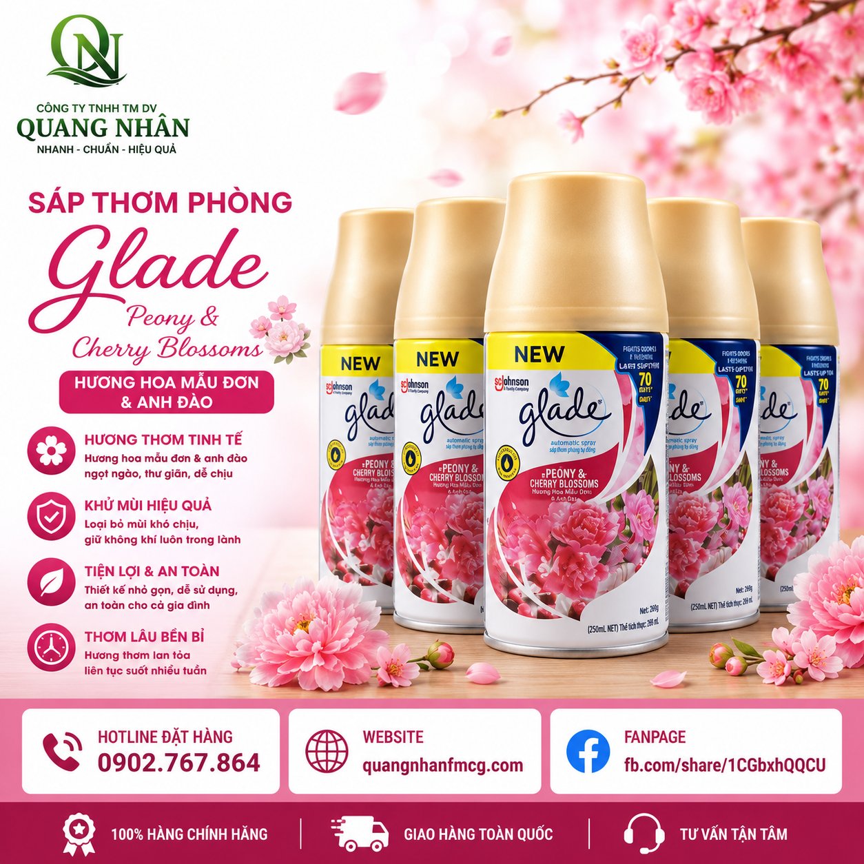 GLADE_CHAI XIT TDONG MAU DON & DAU 252ml