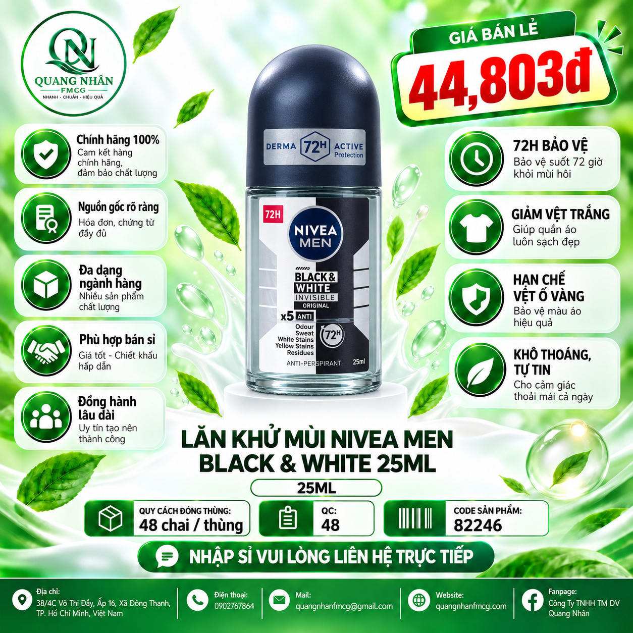 82246- Lăn Ngăn Mùi Nivea Men Black&White (25ml)