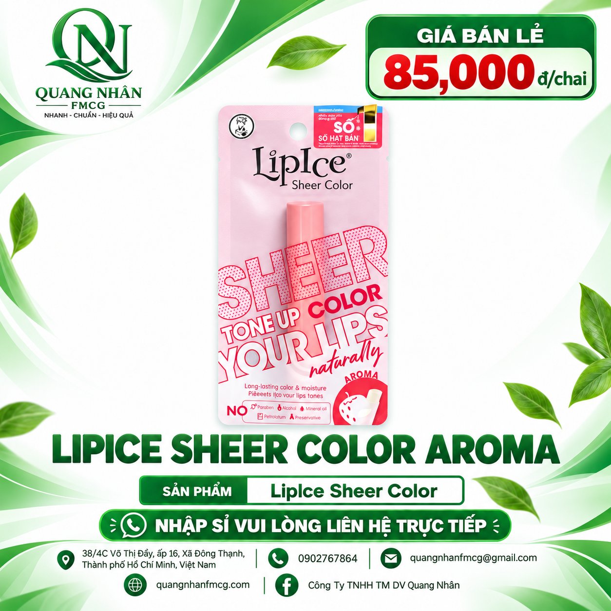 Son Dưỡng Môi LIPICE SHEER COLOR hương dâu 2.4 G X 40 CÂY
