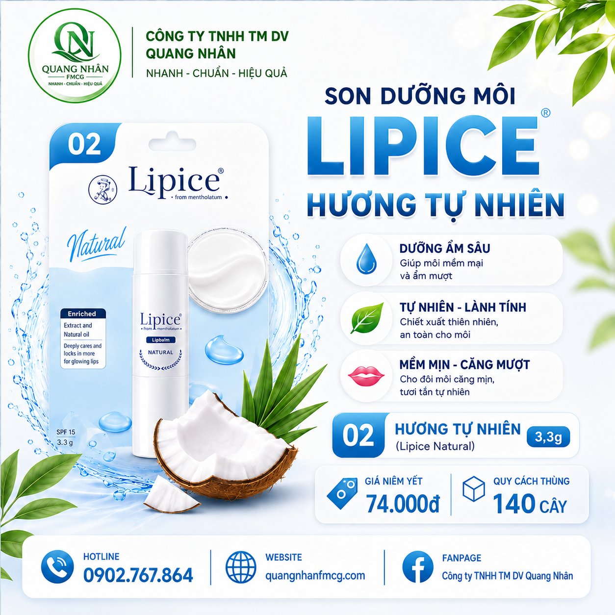 Son dưỡng môi Hương Tự Nhiên (LipIce Natural) 3,3 g