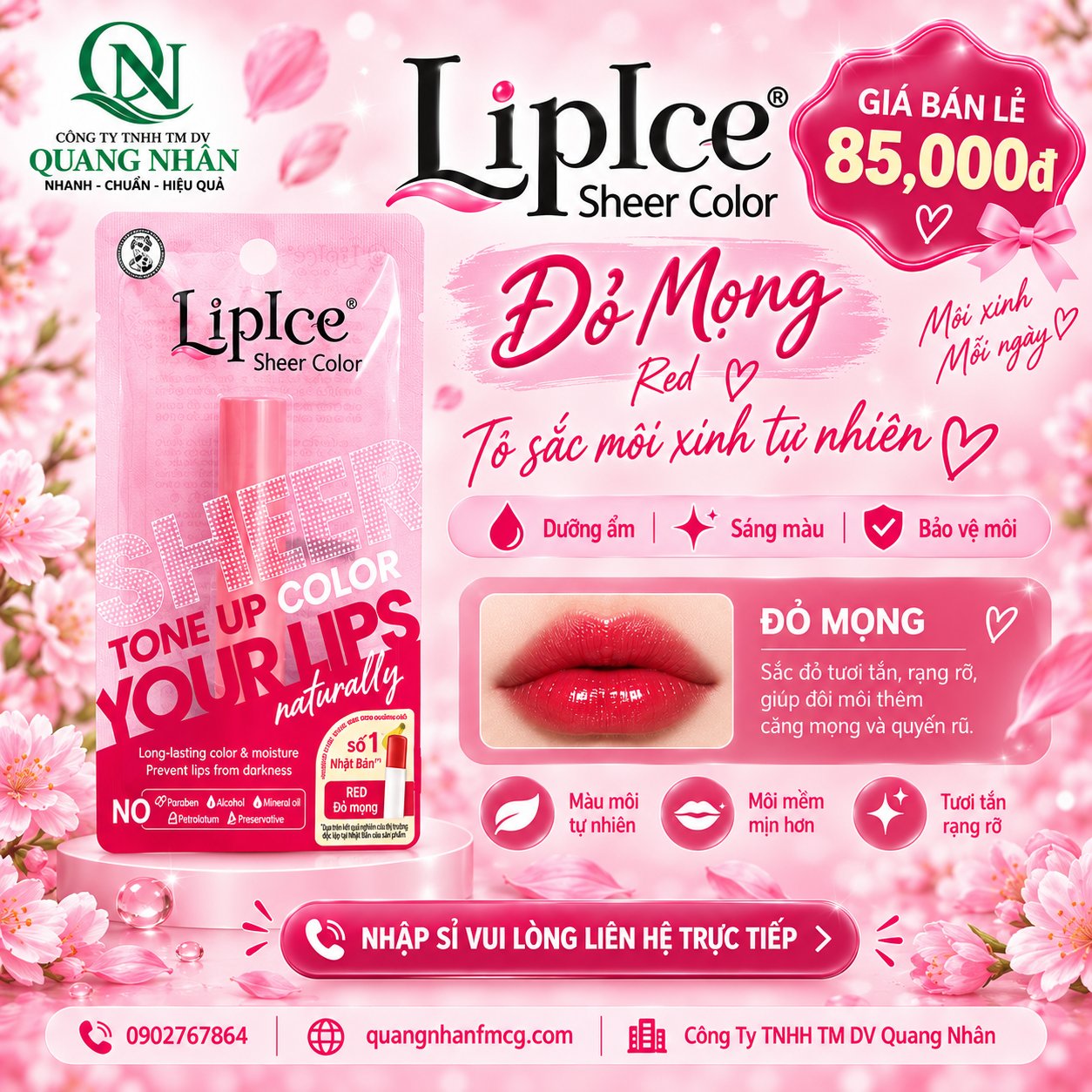 Son Dưỡng Môi LIPICE SHEER COLOR Red ( ĐỎ MỌNG ) 2.4 G X 40 CÂY
