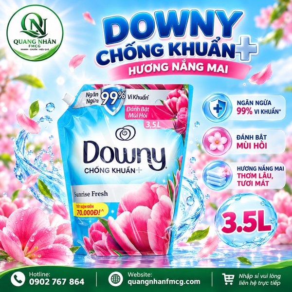 Nước xả vải Downy hương nắng mai túi 3.5 lít x 4 Túi