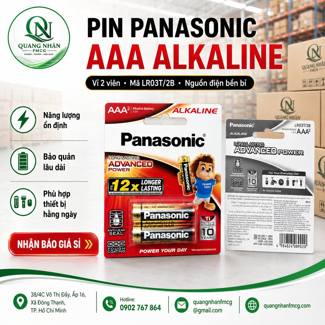 PANASONIC LR03T/2B pin kiềm AAA