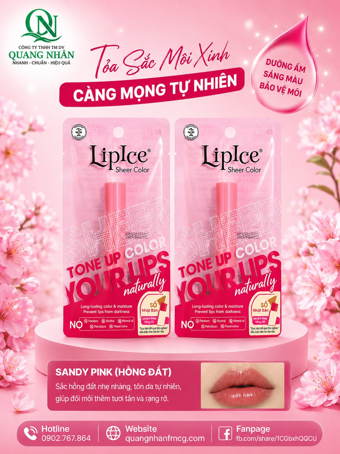 Son Dưỡng Môi LIPICE SHEER COLOR Sandy Pink  ( HỒNG ĐẤT ) 2.4 G X 40 CÂY