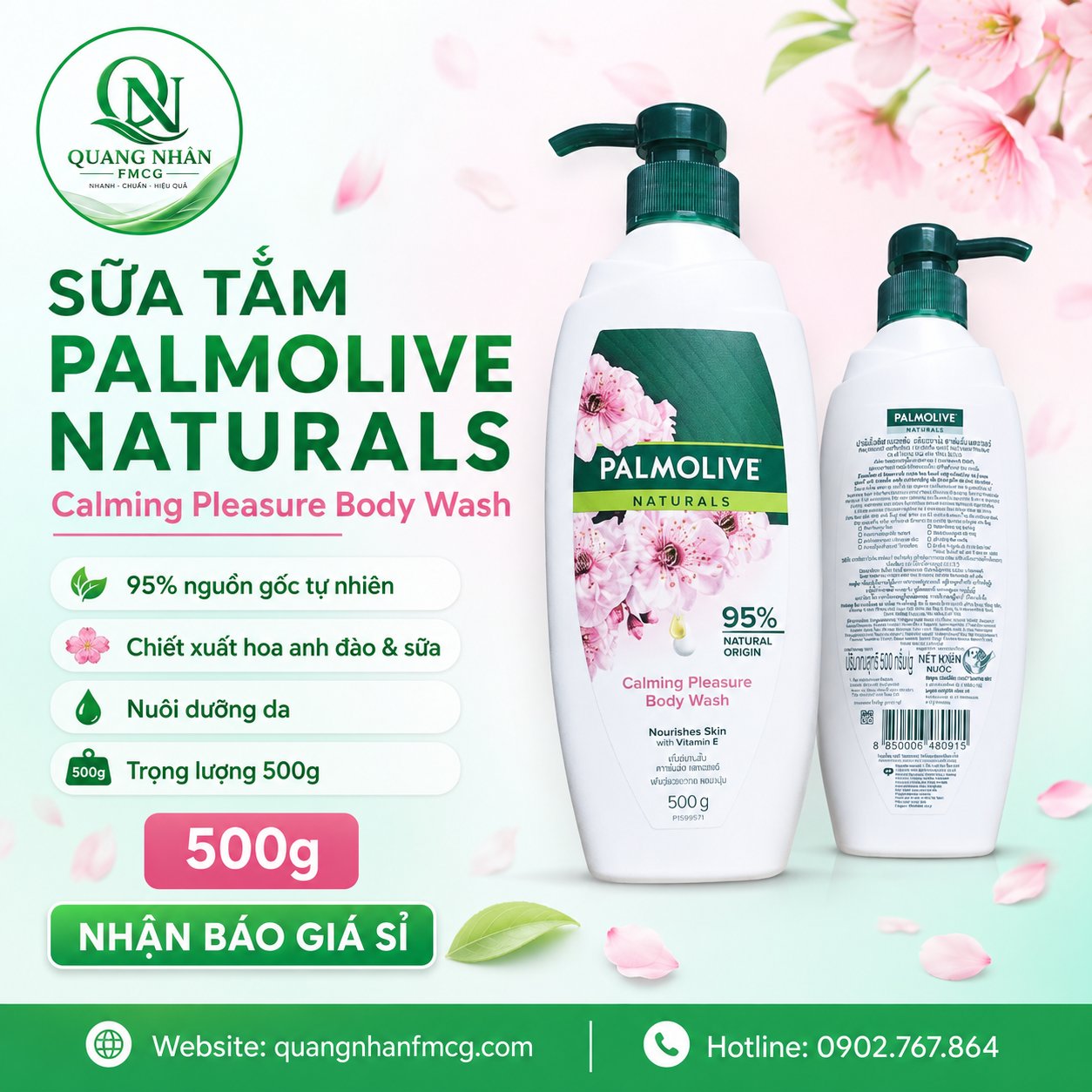 SỮA TẮM PALMOLIVE SẢNG KHOÁI DỊU ÊM 500G X 12 chai