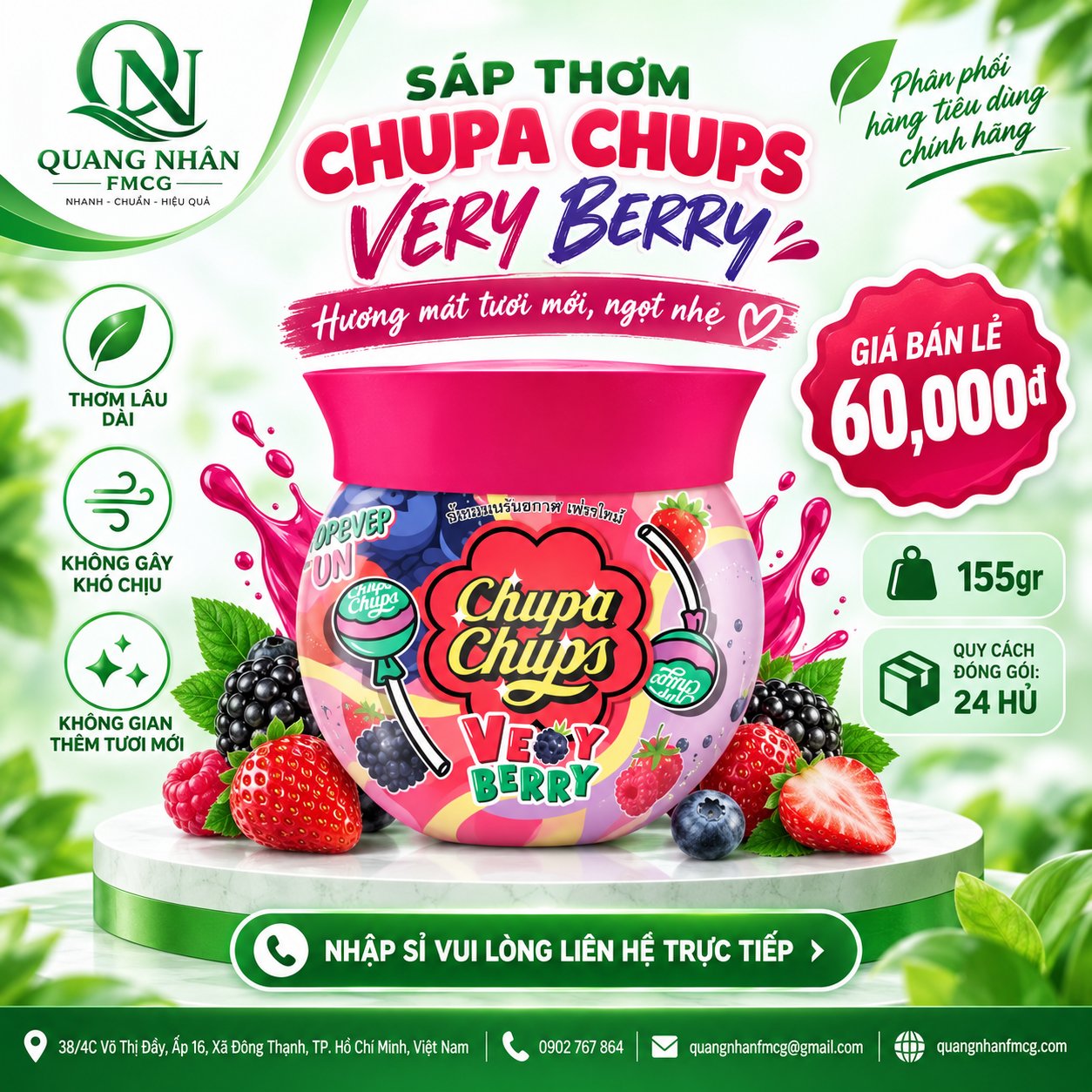 Sáp thơm làm tươi mát không khí hương quả mọng 155G hiệu TAKE & CARE x 24 hũ/thùng