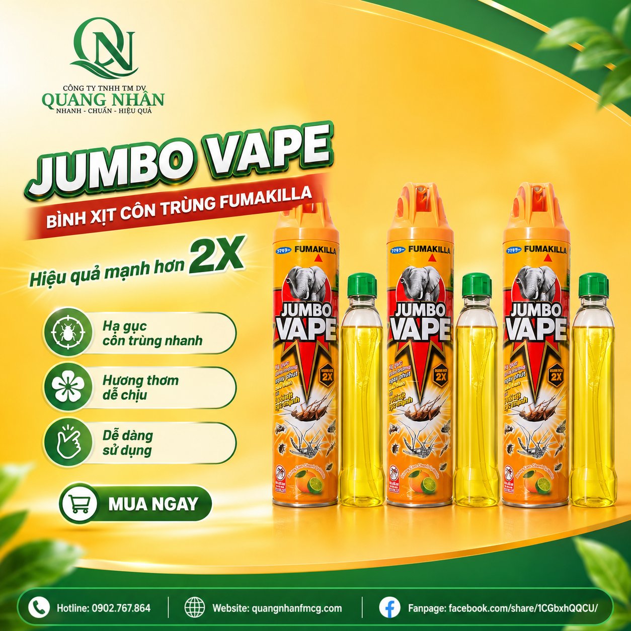 XỊT CÔN TRÙNG JUMBO VAPE G H.CCHANH 600 ML + NRC SL 400G x 12 BỘ