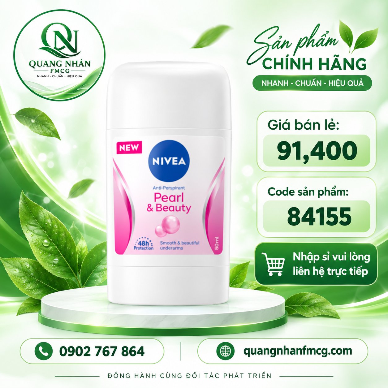 84155 SÁP NGĂN MÙI NỮ NIVEA NGỌC TRAI ĐẸP QUYẾN RŨ 50ML x 15 chai
