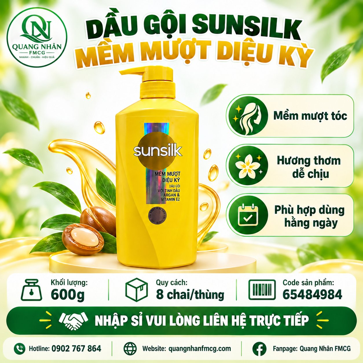 DẦU GỘI SUNSILK MỀM MƯỢT DIỆU KỲ 600g/8 Chai
