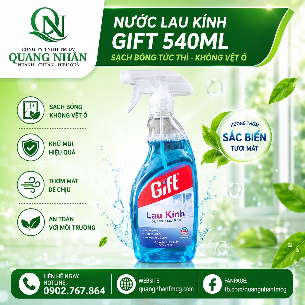 NƯỚC LAU KÍNH GIFT 540ML x 24 CHAI