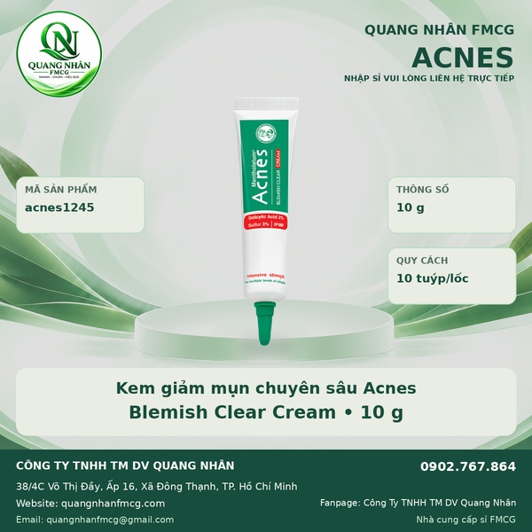 Kem giảm mụn chuyên sâu - Acnes Blemish Clear Cream 10g x 10 Tuýp / lốc