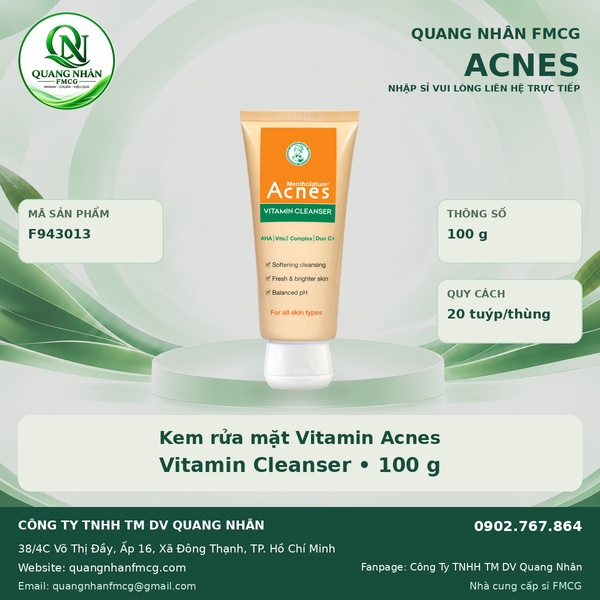 SỮA RỬA MẶT ACNES SÁNG DA MỜ SẸO 100G X 20 TUÝP ( cam )
