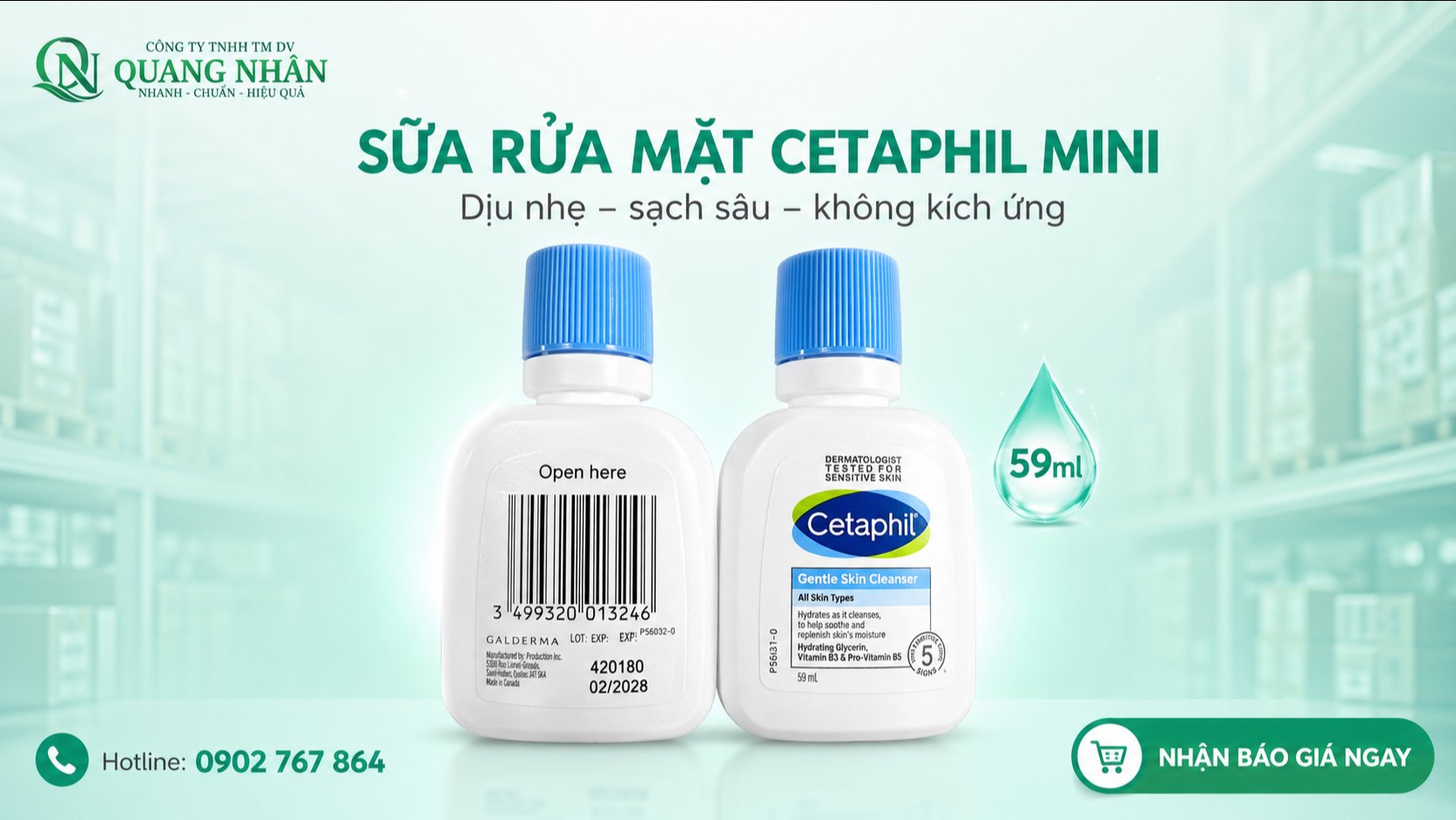 Sữa Rửa Mặt Cetaphil Gentle Skin Cleanser 59ml ( HKM )