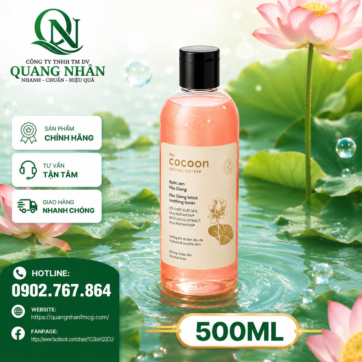 Nước TONER sen Hậu Giang 310ml