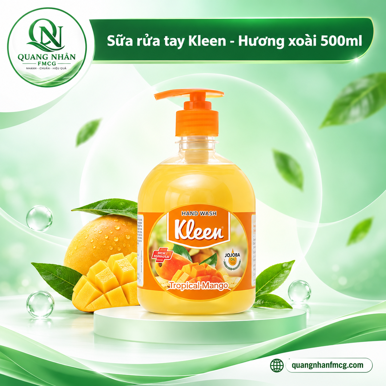 Sữa rửa tay Kleen - Hương xoài 500ml x 12 chai